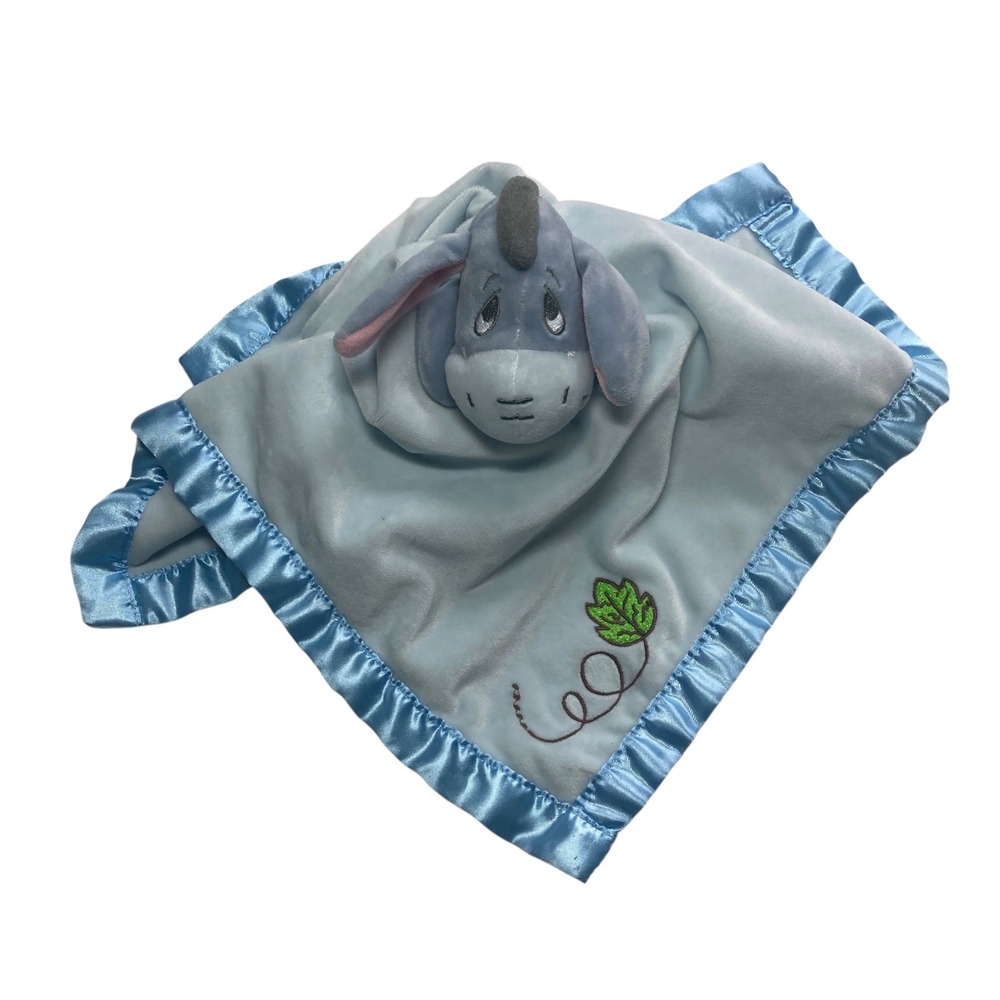 Disney Eeyore Lovey 15" Security Blanket Winnie Pooh Walgreens Blue Green Leaf